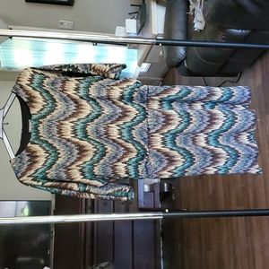 Roz & Ali Green Brown "Static" Midi Dress Size 16 Gold Metallic